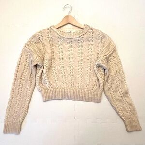 Drôle de Copine Paris Textured Knit Sweater Cream Gold Thread OS
